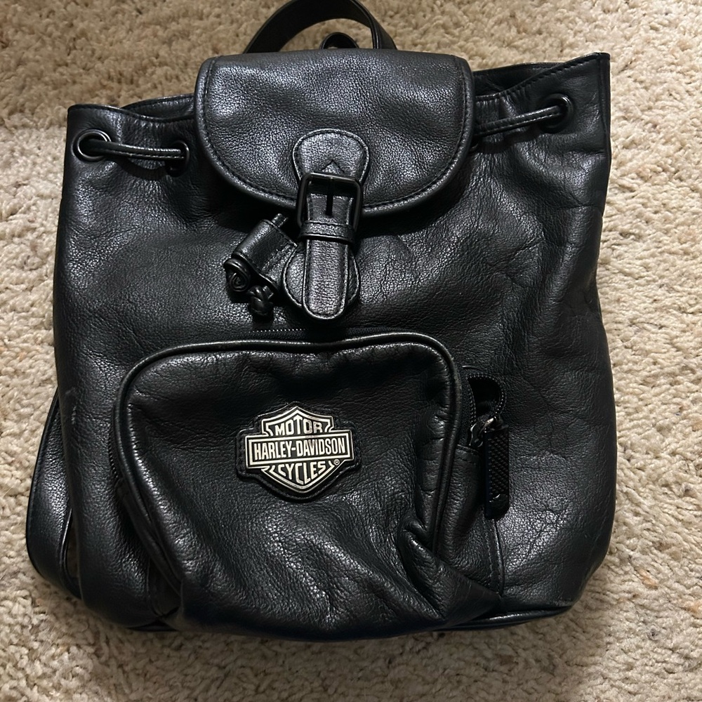 Harley-Davidson Black Motorcycle-Inspired Backpack